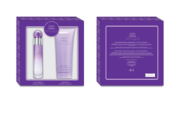 Perry Ellis 360 Purple for Women 2Piece Gift Set  34 fl oz eau de parfum 67 oz body lotion  blackberry peach pink apple tuberose muguet rose jasmine mimosa sandalwood oak moss musk