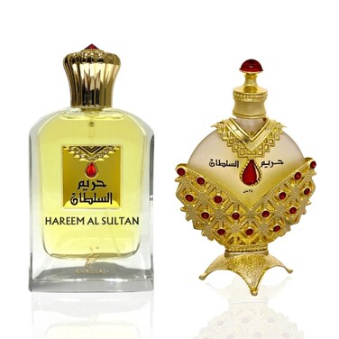 KHADLAJ PERFUMESHareem Al Sultan Gold 2Piece Gift Set for Unisex 25 Oz Eau De Parfum Spray  118 Oz concentrated perfume oil