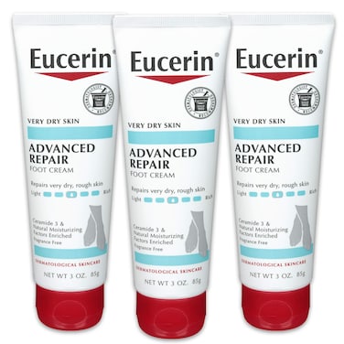 Eucerin Advanced Repair Foot Cream Unscented Foot Care Cream for Dry Feet and Heels 3 Oz Tube
