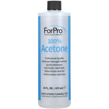 ForPro Professional Collection 100 Pure Acetone Professional Nail Polish Remover for Natural Artificial Acrylic  Sculptured Nails Removes Gel Polish Nail Glue Nail Art  Glitter 16 fl oz