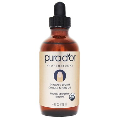 PURA DOROrganic Nail  Cuticle Oil 4oz  Enriched with Biotin Vitamin E Natural Ingredients  Nourishing Treatment for Nail Growth  Healthy Beds