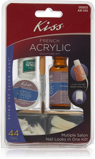 KISS French Acrylic False Nails Sculpture Kit Natural  French Manicure Extended BubbleFree Nail Tips with Acrylic Liquid  Powder Maximum Speed Nail Glue Application Brush  40 Fake Nails