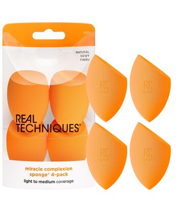 Real Techniques Miracle Complexion Sponge Set 4 Pack Makeup Blender Sponge For Liquid  Cream Makeup Buildable Coverage Foundation Sponge For Natural Base Gift Set LatexFree Foam