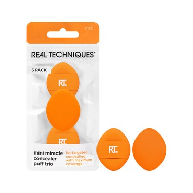 Real TechniquesMini Miracle Concealer Puff Trio Small Makeup Puff For Liquid  Cream Foundation  Concealer Targeted Concealing Travel Friendly  Reusable Vegan  Cruelty Free 3 Count