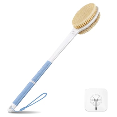 Bath Brush Long Handle for Shower Back Scrubber for Shower NonSlip Long Handled Shower Back Brush Shower Brush for Cleaning Body Exfoliate Blue