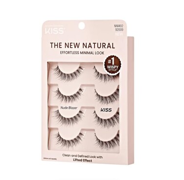 KISSThe New Natural False Eyelashes Nude Blazer 12 mm Includes 4 Pairs Of Lashes Contact Lens Friendly Easy to Apply Reusable Strip Lashes