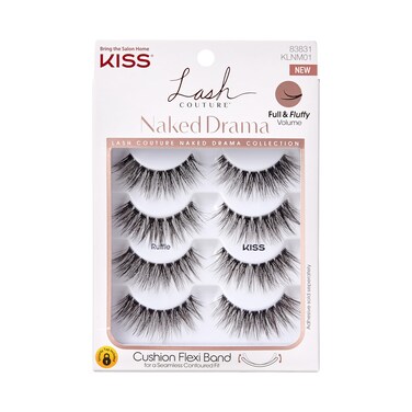 KISS Lash Couture Naked Drama False Eyelashes Cruise 16 mm Includes 4 Pairs Of Lashes Contact Lens Friendly Easy to Apply Reusable Strip Lashes