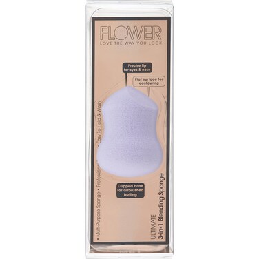 FLOWER Beauty By Drew Barrymore Ultimate Makeup Blending Sponge  3in1 use  Contour  Concealer  Foundation  Precise Tip  Flat Surface  Cupped Base  Makeup Blender Sponge  Purple