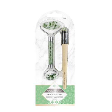 EcoTools Beauty Skin Care Tool Jade Facial Roller and Eye Roller Duo Face Roller and Massager Skincare and Sculpting Tool Reduces Under Eye Puffiness and Dark Circles 2 Piece Set