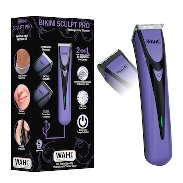 Wahl Bikini Sculpt Pro 2 in 1 USB Rechargeable LithiumIon Electric Shaver and Bikini Trimmer for Women  Face Legs Underarm  Pubic Hair Removal Device  Model 3026004