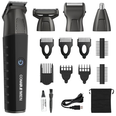 CONAIRMen AllinOne Trimmer for Men  Nose Hair Beard Mustache Body Hair Trimmer  16 Piece Mens Grooming Kit for Manscaping Showerproof  Rechargeable