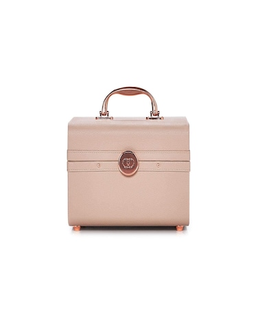 CaboodlesLife  Style Small Train Case Makeup Cosmetic Case Organizer Small Train CaseCream White