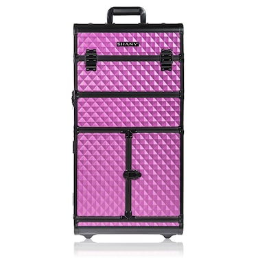 SHANY REBEL Series Pro Makeup Artists Rolling Train Case  Trolley Case  Charming Violet