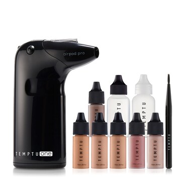 TEMPTUOne Airbrush Makeup Kit with Cordless Compressor 6 Shades 11Piece Set Portable Air Brush Machine  Airpod Pro 3 Shades of Foundation Blush Bronzer Instant Concealer Perfect Complexion