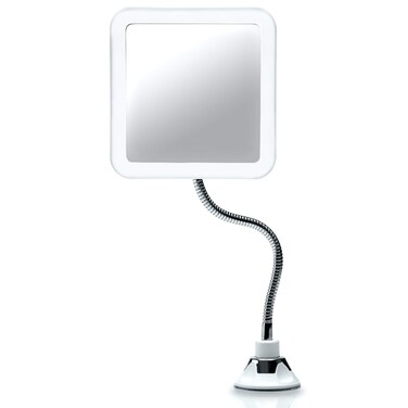 Fancii Flexible Magnifying Mirror 10X with LED Light and Gooseneck Lighted Travel Makeup Mirror Lock Suction Natural Daylight LED Cordless and Portable Mira Plus