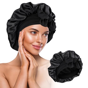 Silk Bonnet for Sleeping Women Adjustable Satin Hair Bonnets for Sleeping with Elastic Tie Band Silk Head Wrap for Sleeping for Natural Curly Straight Hair