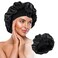 Silk Bonnet for Sleeping Women Adjustable Satin Hair Bonnets for Sleeping with Elastic Tie Band Silk Head Wrap for Sleeping for Natural Curly Straight Hair