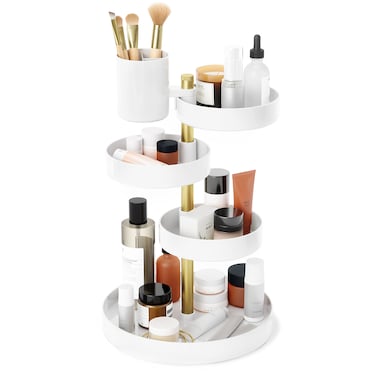 UmbraPirouette Cosmetic Organizer WhiteBrass