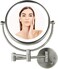 OVENTE 9 Lighted Wall Mount Makeup Mirror  1X 7X Magnification Hardwired Glow Cosmetic Light Mirror Spinning 360Degree Double Sided LED Extendable Folding Arm Nickel Brushed MPWD3185BR1X7X