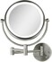 OVENTE 9 Lighted Wall Mount Makeup Mirror  1X 7X Magnification Hardwired Glow Cosmetic Light Mirror Spinning 360Degree Double Sided LED Extendable Folding Arm Nickel Brushed MPWD3185BR1X7X