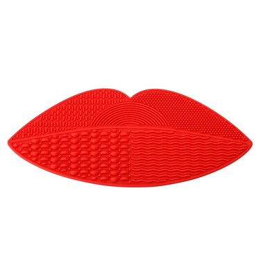 PINKZIO Silicone Makeup Brush Cleaning Mat Brush Cleaner Mat Red 1 PCS