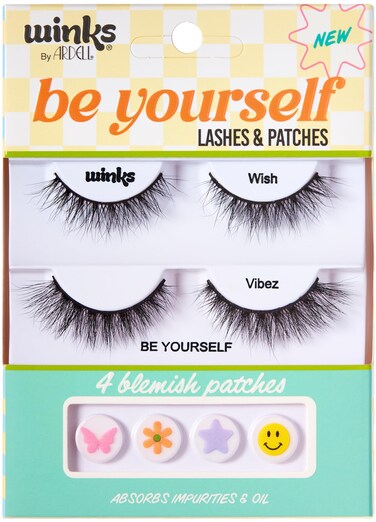ArdellWinks Be Yourself Lashes  Patches Kit Wish  Vibez Dual Eyelash Set for Expressive Looks with 4 Blemish Stickers 1pack