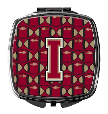 Carolines Treasures CJ1078ISCM Letter I Football Garnet and Gold Compact Mirror Multicolor