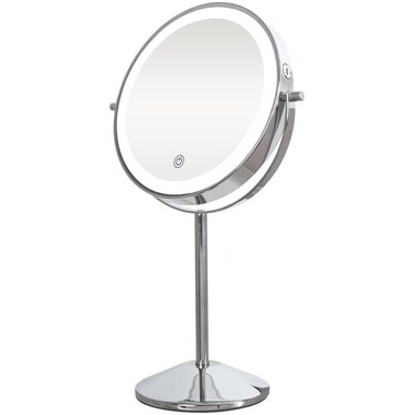 ForPro Professional CollectionExpert Rechargeable LED 8 Lighted Makeup Mirror 1X7X DoubleSided Magnifying Counter with 72 Dimmable LED Lights 3 Color Light Settings Chrome