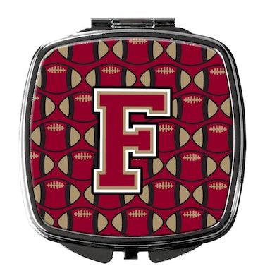 Carolines Treasures CJ1078FSCM Letter F Football Garnet and Gold Compact Mirror Decorative Travel Makeup Mirror for Women Girls Gifts Pocket Makeup Mirror Folding Handheld