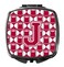 Carolines Treasures CJ1065JSCM Letter J Football Crimson grey and white Compact Mirror Decorative Travel Makeup Mirror for Women Girls Gifts Pocket Makeup Mirror Folding Handheld