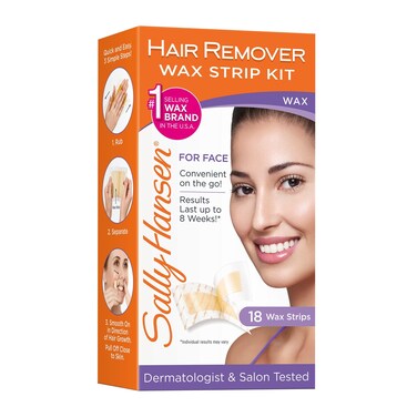 Sally Hansen Hair Remover Wax Strip kit for Face 18 Wax Strips