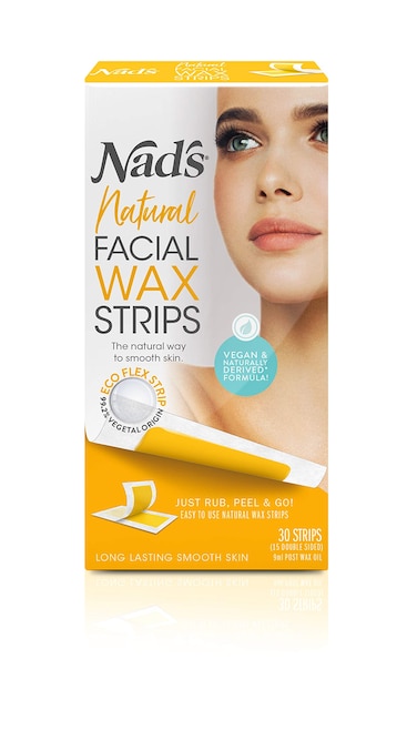 NadsFacial Wax Strips  Natural All Skin Types  Waxing Kit With 30 Face Wax Strips  Post Wax Oil 1 Count