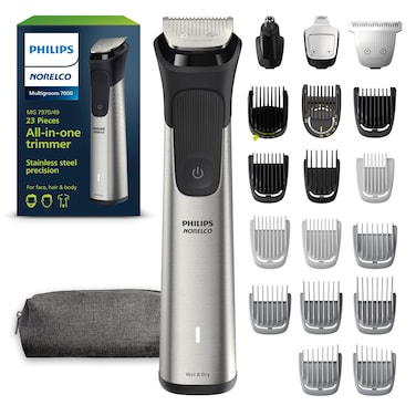 Norelco New Philips Multigroom Series 7000 Mens Grooming Kit with Trimmer for Beard Head Hair Body Groin and Face with Titanium Blades 20 Length Settings  NO Blade Oil Needed MG797049