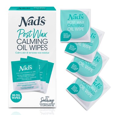 Nads Post Wax Calming Oil Wipes  Post Waxing Cleanser  After Wax Remover for the Skin Refill Pack with 20pc