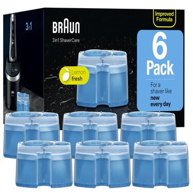 BraunClean  Renew Refill Cartridges CCR Replacement Shaver Cleaner Solution for CleanCharge Cleaning System Pack of 6