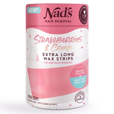Nads Body Wax Strips  Extra Long Waxing Strips  Hair Removal For Women  Waxing Kit with 20 Wax Strips  4 Calming Oil Wipes