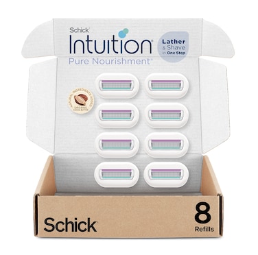 Schick Intuition Refill Pure Nourishment Razors for Women  Intuition Razor Blades Refill with Organic Cocoa Butter 8 Count Razor Refills