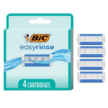 BIC EasyRinse AntiClogging Womens Razor Blade Refills Razor Cartridges With 4 Blades All Skin Types 4 Count