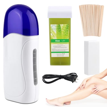 Roll on Wax Kit for Hair Removal Waxing Roller for Leg Body Arm Bikini Area Wax Roller Warmer Waxing Kit for Women Aloe