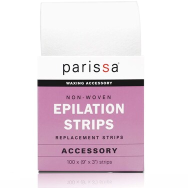 Parissa Epilation Waxing NonWoven Cloth Strips Replacement Strips for use with Hair Removal Liquid Wax 100 x Large Size Strips 9 x 3