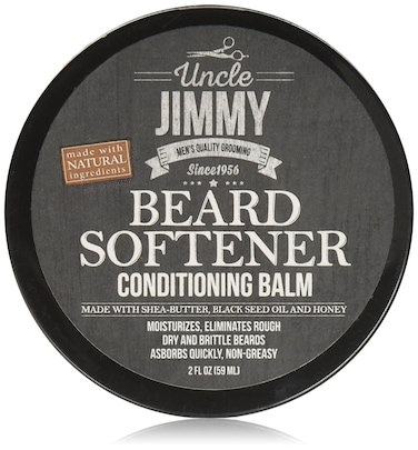 Uncle Jimmy Beard Softener Conditioning Balm for Men  Hydrates Smooths Adds Shine  Tames Flyaway Hair  Made With Shea Butter Honey 2 Fl Oz