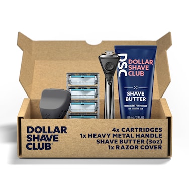 Dollar Shave ClubPremium Shave Set  4 Swift Rinse Refill Cartridges 1 Heavy Metal Handle 1 Shave Butter 3 ounce 1 Razor Cover