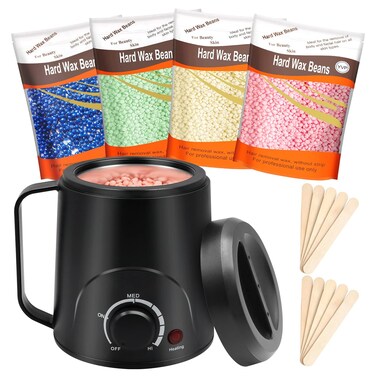 PinkiouWaxing Kit Wax Warmer for Hair Removal Portable Wax Machine with Hard Wax Beans for Coarse Hair Bikini Eyebrow Armpit Brazilian