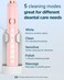 Rtauys M5 Sonic Electric Toothbrush for Adults  Rechargeable Electric Toothbrush with 8 Brush Heads  Travel Case Power Electric Toothbrush with Holder 3 Hours Charge for 120 Days  Pink