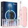 Rtauys M5 Sonic Electric Toothbrush for Adults  Rechargeable Electric Toothbrush with 8 Brush Heads  Travel Case Power Electric Toothbrush with Holder 3 Hours Charge for 120 Days  Pink