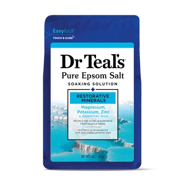 Dr Teals Epsom Salt Magnesium Soak Restorative Minerals with Magnesium Potassium  Zinc 3 lbs