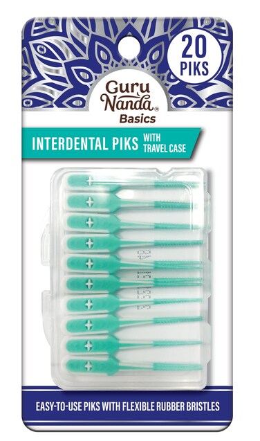 GuruNandaInterdental Picks with Travel Case  Floss Tooth Pick for Teeth Cleaning  Flexible Rubber Bristles  20 Picks