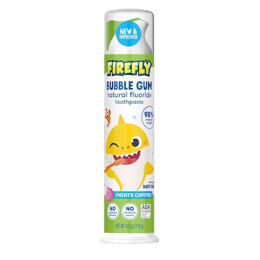 Firefly Kids AntiCavity Natural Fluoride Toothpaste Baby Shark Bubble Gum Flavor ADA Accepted 42 OZ