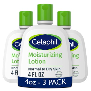 Body Moisturizer by CETAPHIL Hydrating Moisturizing Lotion for All Skin Types Suitable for Sensitive Skin NEW 4 oz Pack of 3 Fragrance Free Hypoallergenic NonComedogenicPackaging may vary