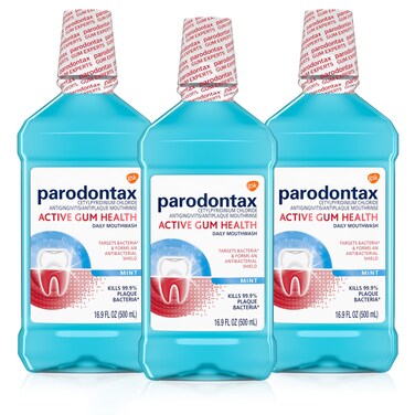 ParodontaxActive Gum Health Mouthwash Antiplaque and Antigingivitis Mouthwash Mint 3x169 Fl Oz